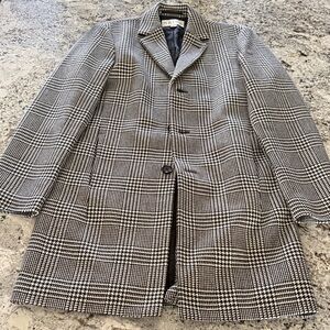 Reiss Black and White Glen Plaid Overcoat